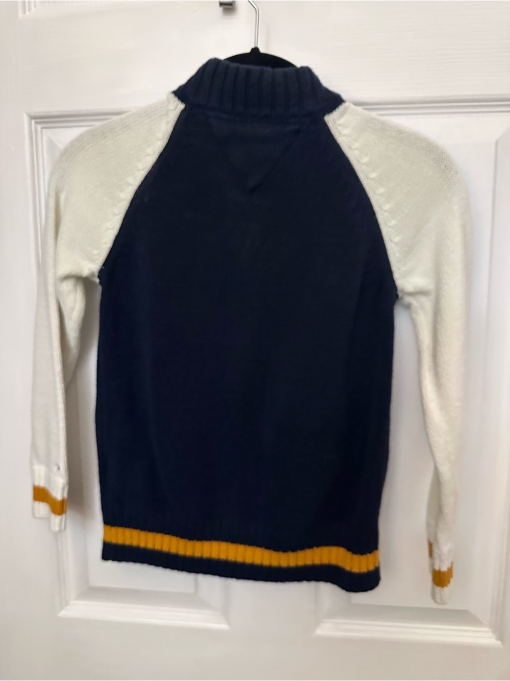 Tommy Hilfiger Navy, White & Gold Zip Knit Sweater Boys Small (6-7) - Picture 4 of 4
